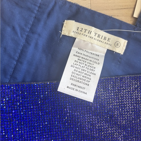 Colbalt Blue Rhinestone Crop Top - Picture 8 of 8